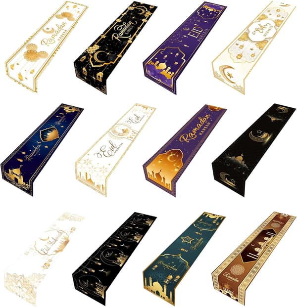 Bordløper Eid Mubaraks Måne Stjerne Duk Ramadans Dekorasjon 2024 Eid Fest Borddekorasjoner Islamsk-33x183 cm