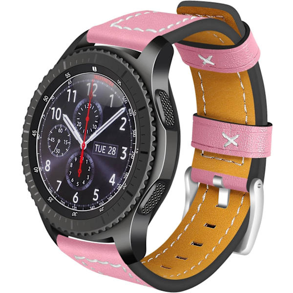 Kompatibel med Huawei Watch GT3/GT3 Pro 46mm Rem, 22mm Snabbkoppling Rem i Läder Mjuk Sport Ersättningsrem Rosa