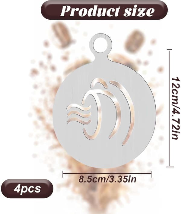 4 stk. kaffeskabeloner i rustfrit stål, personlig kaffekunst, kaffetilbehør til kagepynt