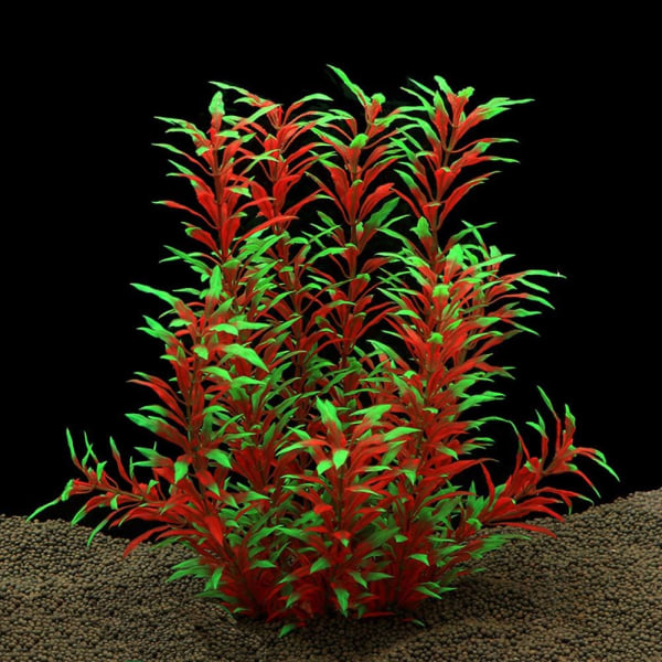 Store akvarieplanter Kunstige plastfisketankplanter Dekoration Ornament til alle fisk (rød)
