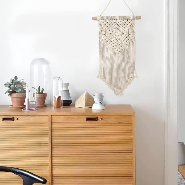 Makrame väggbonad, handgjord vävd gobeläng Boho Chic väggdekor för sovrum, vardagsrum, lägenhet, studentrum (A)
