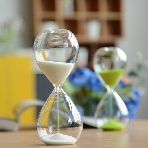 Mode Farverigt Sandglas, Timeglas, Timer, Klart Glat Glas Måler, Skrivebordsdekoration, Julefødselsdagsgave (5 minutter, Hvid)