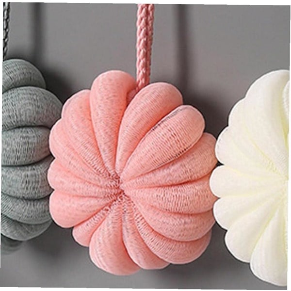 3 st Duschpuffar Badsvamp Nät Loofah Kroppsskrubb Duschboll Duschbollssvamp Pink