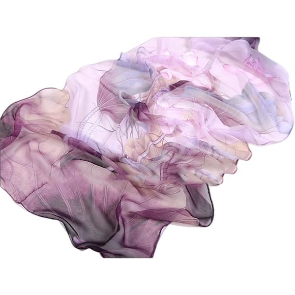 Georgette Chiffon Scarf Dam för Lång Scarf Blommig Mönster C
