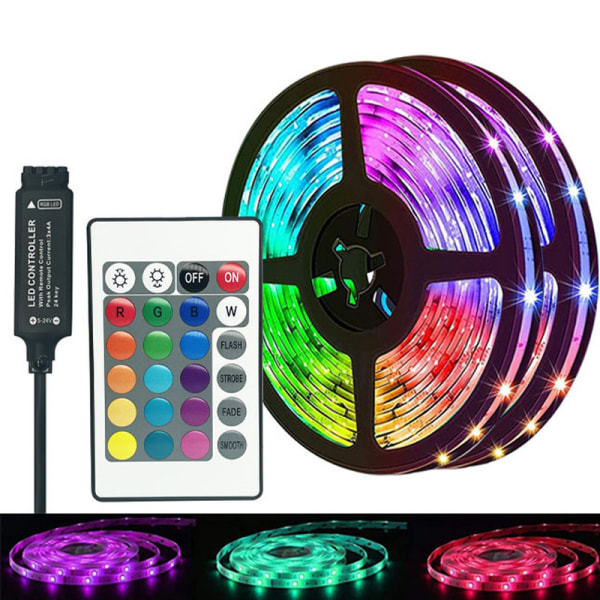 LTBBOID LED TV-lys 2M. TV LED-lys, TV-baggrundsbelysning, USB LED-lysstrimmel med fjernbetjening, 5050 RGB DIY farveskiftende LED-lysstrimmel