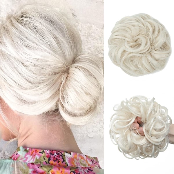 Wig with elastic band, big bun wig, 1 piece