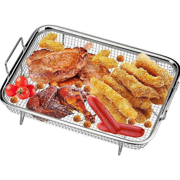 Grillkurv for grill - Grillkurv med håndtak, stekepanne sett kurv, grillkurv i mesh