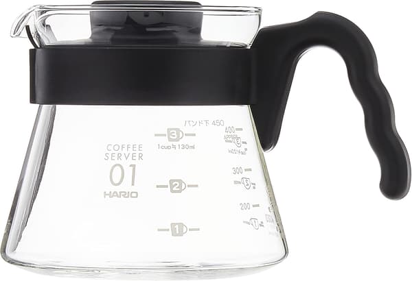 Cafetière Kaffekande V60-01-450ml, Glas, Sort