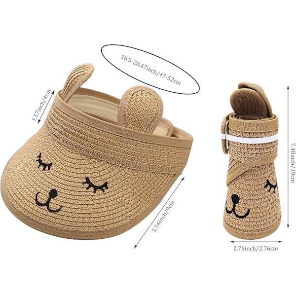 Baby Roll-up Straw Visor Hat Sun Hat, Kid Toddler Wide Brim Sun Hat Adjustable for 1-4 Years