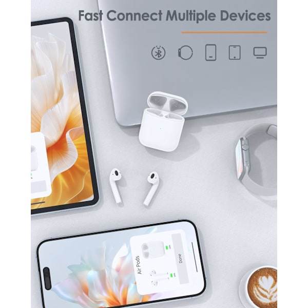 Latauskotelo AirPod 1. ja 2. sukupolvelle, langaton latauskotelo synkronointipainikkeella, valkoinen