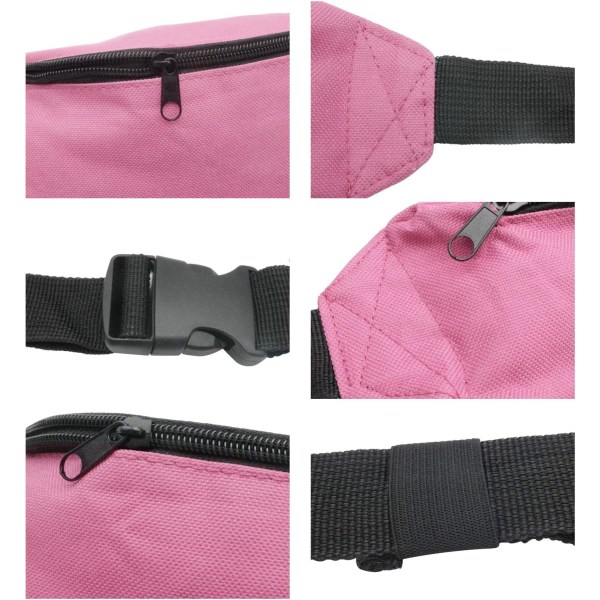 Unisex Fanny Pack for Women Men, Fashion Sporty Multi-purpose 2-Zipper Fanny Pack Adjustable Strap pink
