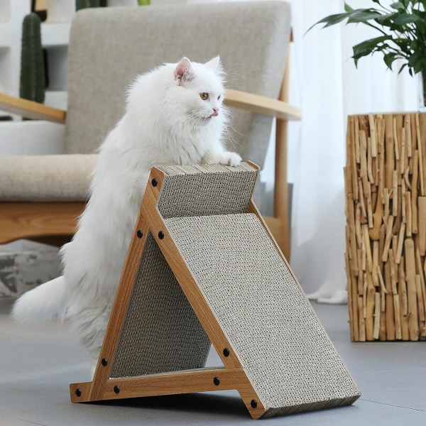 3-sidig vertikal katteskrapepost, trekant katteskrape-tunnel leketøy, skrape rampe for kattunge lek og trening