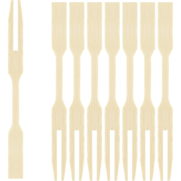80 Bambusgafler, Miljøvennlige To-Tannet Tannpirkere, 9cm Matspyd, Forrett og Kanapeespyd, for Spising, BBQ, Smørbrød, Fester, Snacks