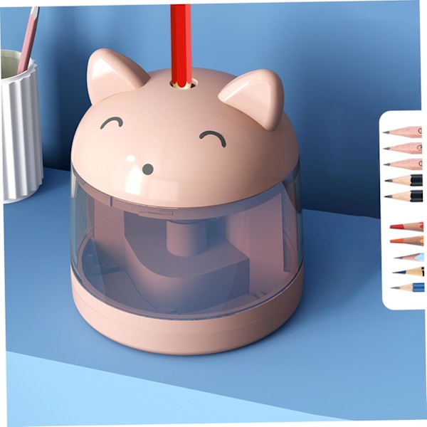 Sähköinen teroitin lapsille, sähköpistokkeella toimiva teroitin, sarjakuvaeläin mini sähköinen teroitin, automaattinen teroitin Pink