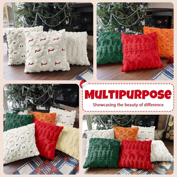 2 stk. pudebetræk 45x45 cm til Halloween jul fluffy pudebetræk sæt med 2 bløde 3D plys pels pudebetræk (grøn)