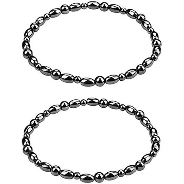 Damankel med magnet, hematit, lindrar ledvärk och främjar sömn, 2 stycken, blank svart 6 mm