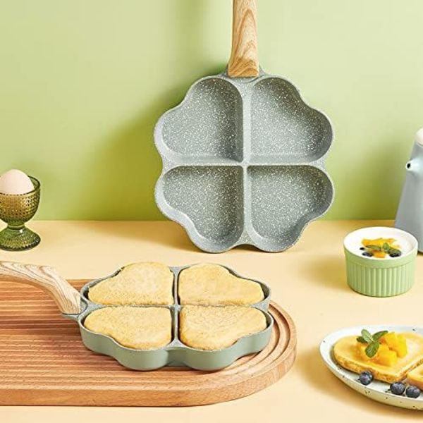 Æggestegning Pan Firkløver Non-stick Keramisk Æg Pan Mini Æg Pocher Non Stick Aluminium Stegepande