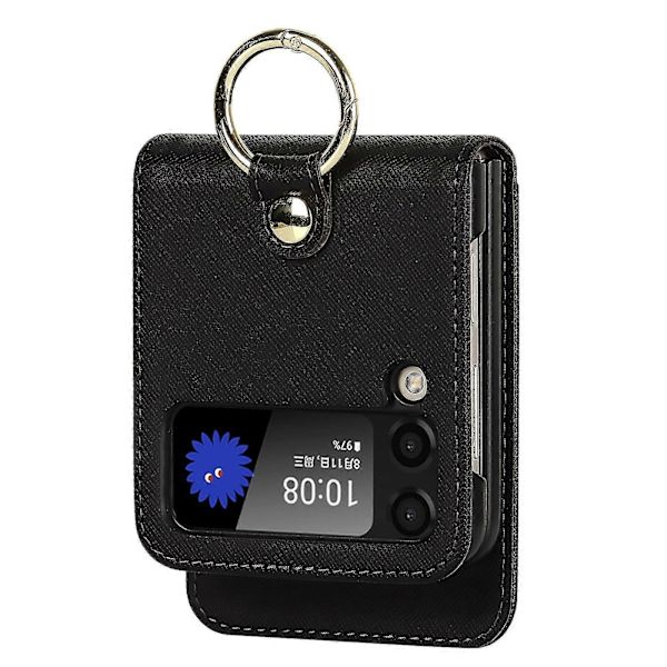 Lompakkokotelo Yhteensopiva Samsung Galaxy Z Flip 4:n kanssa, PU-nahkakansi crossbody-kaulanauhalla ja rengaspidikkeellä