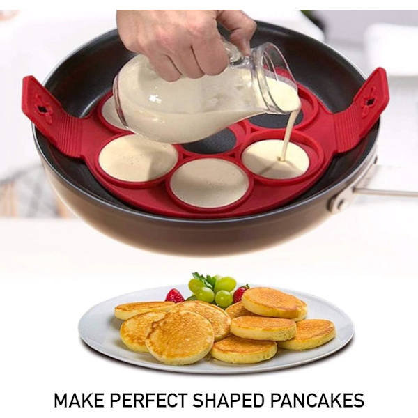 2-pack pannkaksform, pannkaksformar, stekt äggform, uppgradering 7 hål, non-stick silikonäggring