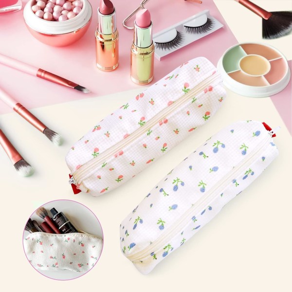 2-pack sött blommigt case, Kawaii estetisk pennfodral, brevpapper kosmetisk sminkväska