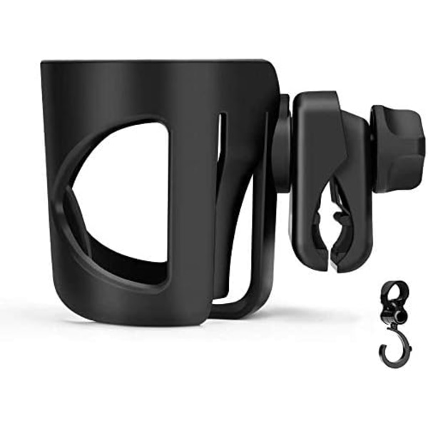 Stroller Cup Holder Stroller Accessories, ABS Adjustable Bottle Organizer for Stroller, Drink and Coffee Cup Holder with Hook