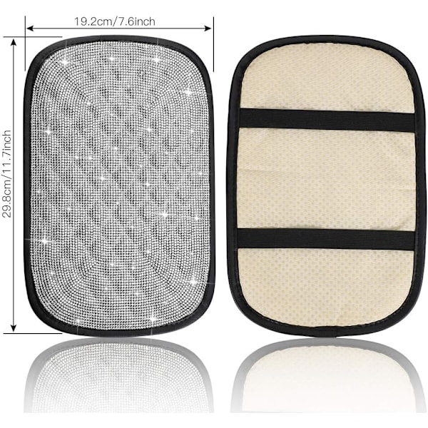 Bling Bilarmrestskydd Glans Kristall Bilcenterkonsolskyddsskydd Universal Auto Arm Rest Kuddar