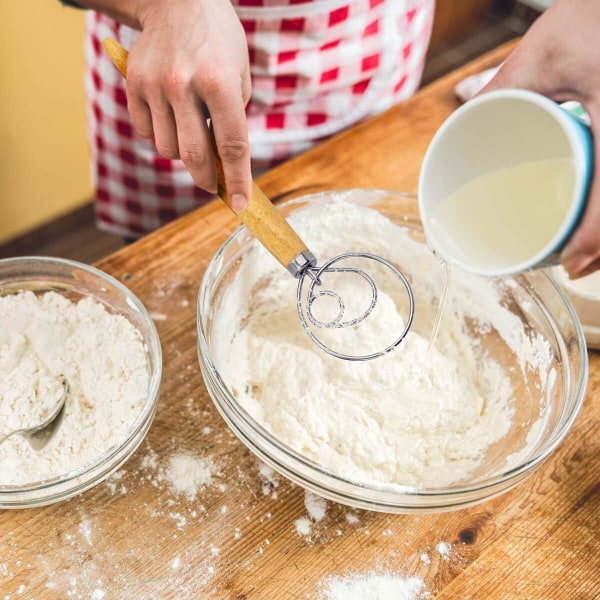 Tanskalainen taikinavispilä leipäsekoittimeen, ruostumattomasta teräksestä valmistettu hollantilainen vispilä, sopii leipään, leivonnaisiin tai pizzataikinaan - täydellinen leivonta