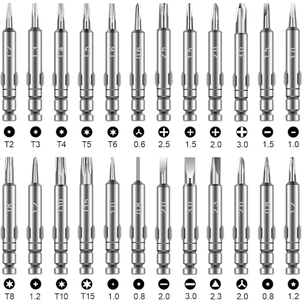 Mini-tarkkuusruuvimeisselisarja 25 in 1 - Ruuvimeisseli-korjaustyökalut laseille, tietokoneille, kelloille, leluille