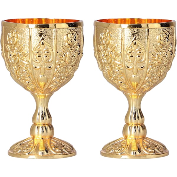 2 Vintage Guldvinglas, Antik Guldbägare, Vintage Vinglas, Medeltida Bägare för Kök, Hem, Bar, Fest, Bröllopsdekoration