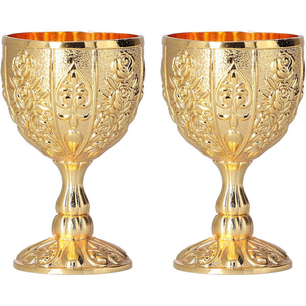 2 Vintage Kultaista Viinilasillista, Antiikki Kulta Goblet, Vintage Viinilasi, Keskiaikainen Goblet Keittiölle, Kotiin, Baariin, Juhliin, Hääkoristeluun