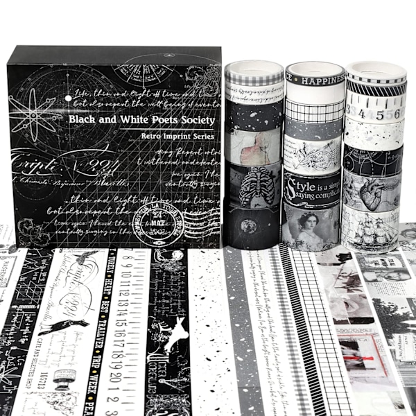 20 Ruller Vintage Maskeringsbånd, Dekorativ Washi Tape Sæt til Scrapbooking, Junk Journal, Bullet Journal, Planner, Håndværk og Gaveindpakning color 2