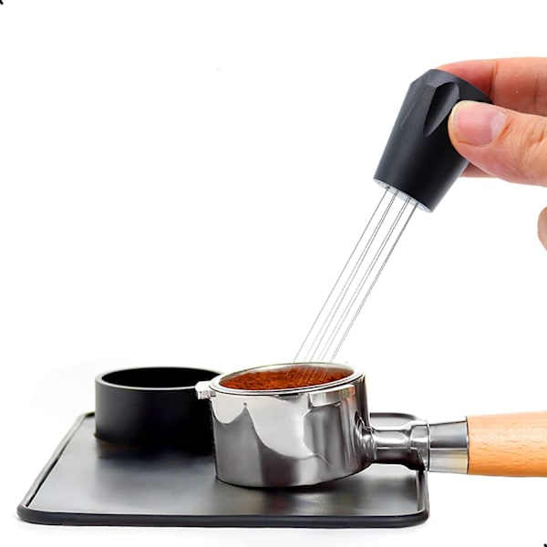 Espresso kaffestiftare nål, kafferörningsverktyg, nåltyp fördelare handrörningsverktyg Black