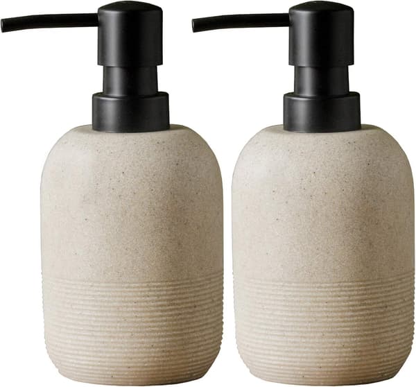 2 stk./sæt sæbedispenser sæt, håndsæbe lotion dispenser til badeværelse, til elegant badeværelsesindretning, sæbedispenser (beige)