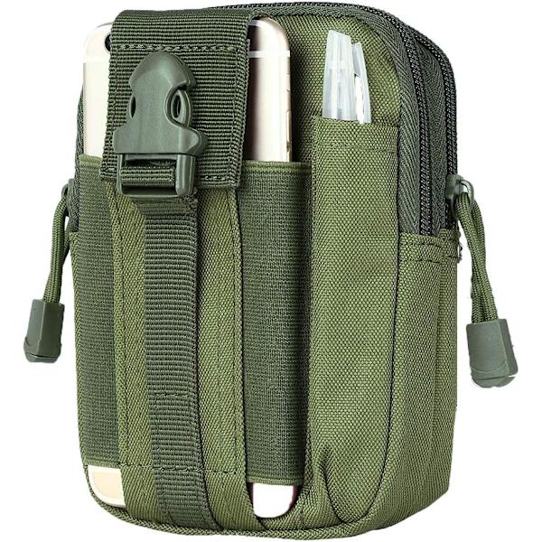 Multifunksjons Poly Verktøyholder, Taktisk Lomme Utility Gadget Midjeveske med Mobiltelefon for Vandring Camping Military green