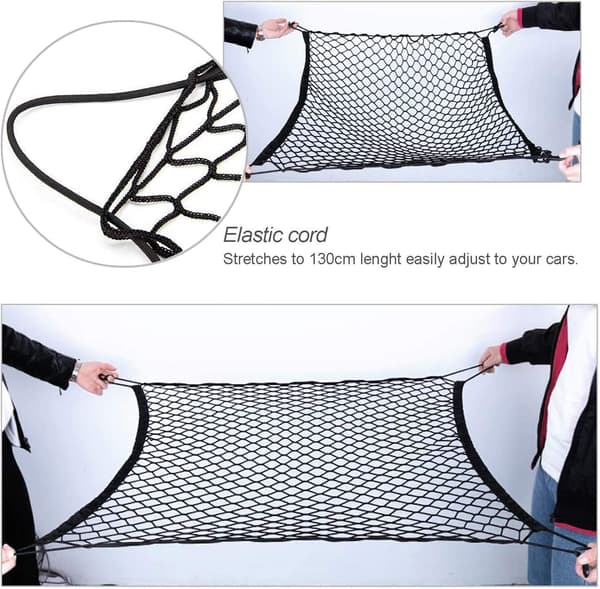 nuoshen Bil Lastnet, Justerbart Elastisk Organizer Net, Nylon Bagagerumsnet, Universal Fit (27,5'' x 27,5'')