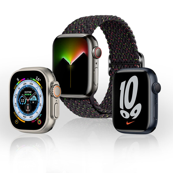 Yhteensopiva Apple Watch -rannekkeen kanssa 41mm / 40mm / 38mm punottu nailon kirjava musta