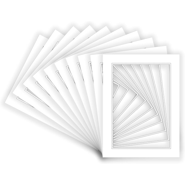 Precut White on White Double Mat Picture Matboard for Frames Measuring 11 x 14 Inches 10 sheets