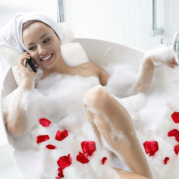 Badkudde Spa Badkar Kudde Huvud, Nacke, Axel och Ryggstöd Vila med 4 halkfria starka sugkoppar