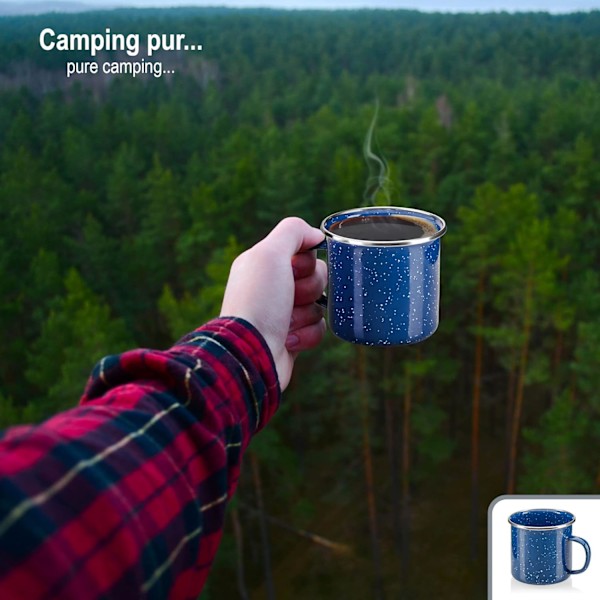 3x emaljekrus, drikkekrus i emaljeret rustfrit stål, tekande, kaffekrus til udendørs og camping, 3-delt krus-sæt