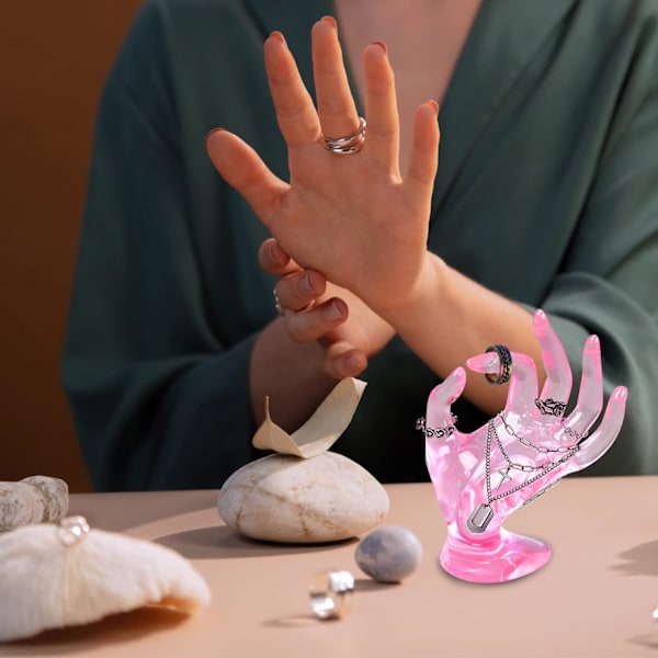 Hånd OK gest håndring display stativ klar armbånd hånd display støtte rosa smykker display ring holder hånd plast mannequin hånd stativ
