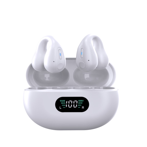 Trådlösa hörsnäckor Bluetooth 5.3 öppna öronsnäckor Cykelhörsnäcka brusreducerande headset White