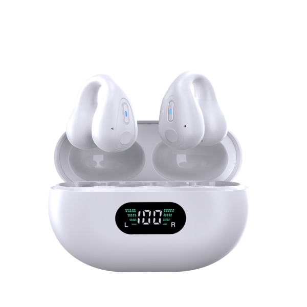 Trådløse øretelefoner Bluetooth 5.3 Open Ear øretelefoner Cykling øretelefoner Støjreducerende headset White