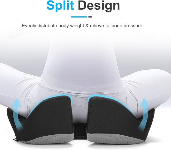 1 stk. sædehynde i memoryskum - Ergonomisk støtte til halebenet, specialdesignet hynde, sort