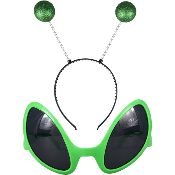 2 kappaletta Alien-setti Alien-lasit ja -panta Alien-aurinkolasit Mars-antennipanta Bopperit Halloween-naamiaisiin ja valokuvaukseen