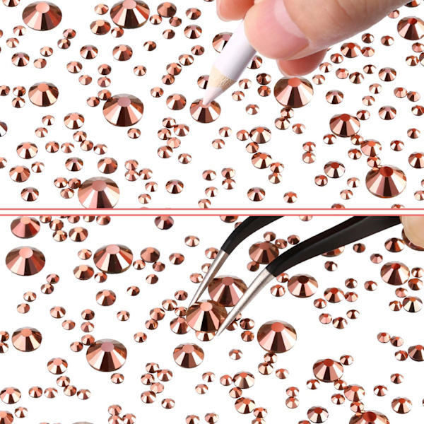 2000 kappaletta litteän takaosan jalokiviä, 6 kokoa (1,5-6 mm) pyöreitä kristallitimantteja
