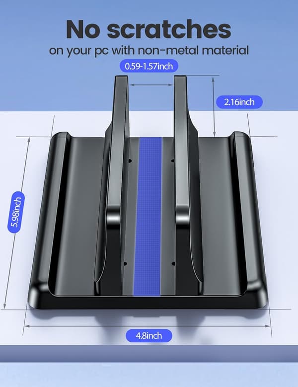 1 stk. Vertikal Laptop Stand Holder Plast Justerbar Desktop Notebook Dock Pladsbesparende 3 i 1 (sort)