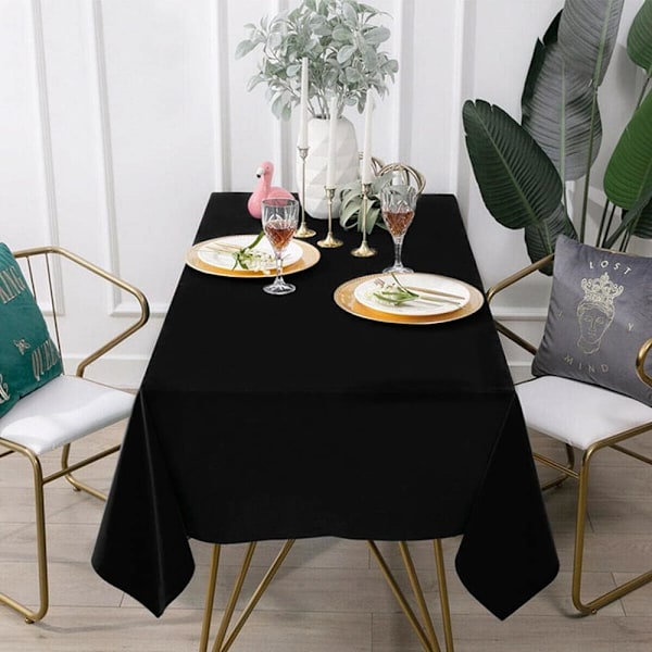 Svart duk - 60X126 tommers rektangulær duk i polyester, til 4 fots bord i vaskbar flekk- og rynkebestandig, juleduk 153*320cm