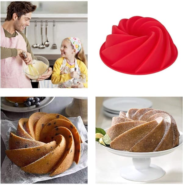 9 tums non-stick kakform, bakform silikonformar (röd)