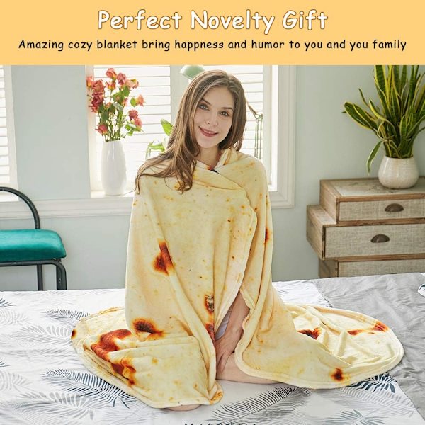 Burritos Tortilla Wrap Teppe, Nyhet Morsomme Gaver Gigant Tortilla Rund Myk Teppe for Barn 卷饼2 180X180CM