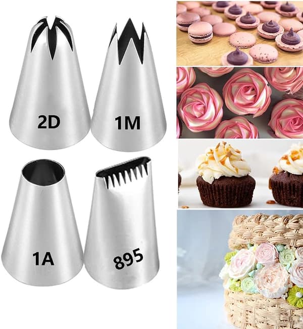4 st Tårtdekorering Stora Spritstyllar, Tårtstyllar Set för Bakning av Kakor och Cupcakes
